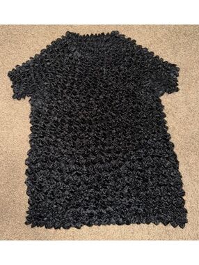 Magic Scarf Pleated Accordion  Shirt - Black